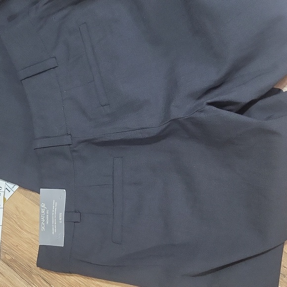 ANN TAYLOR Black Gray Signature Fit Trouser Leg Relaxed Fit Wool Blend Pant - Picture 4 of 14